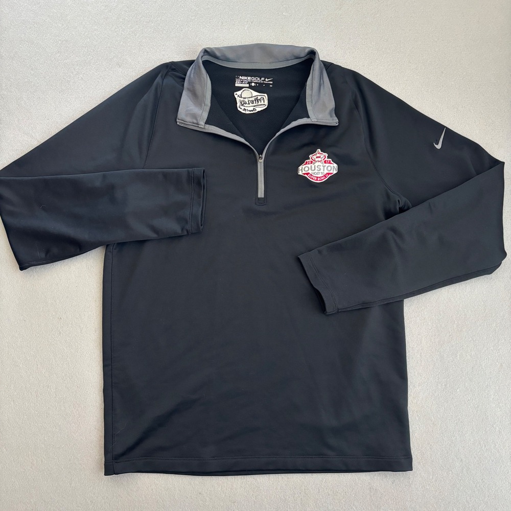 Nike Golf Dri-FIT 1/4 Zip Pullover Black Super Bowl LI Houston 2017 Mens Small